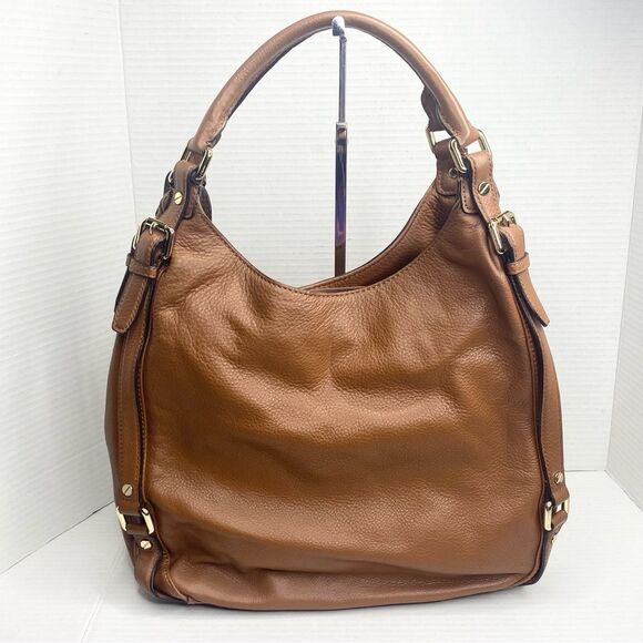 Michael Kors Bedford Belted Large Shoulder Tote Bag Pebble Leather Brown - Picture 10 of 16